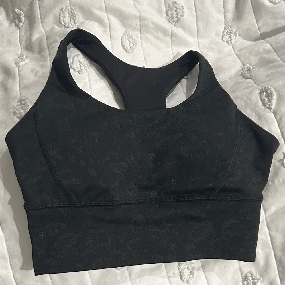 Women's Black Leopard Print Sports Bra